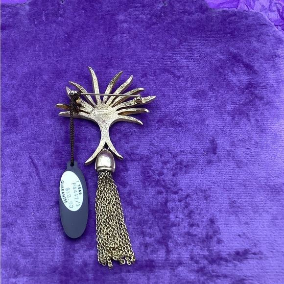 D’Orlan Mid Century Modern Tassel Gold Brooch - Picture 7 of 9